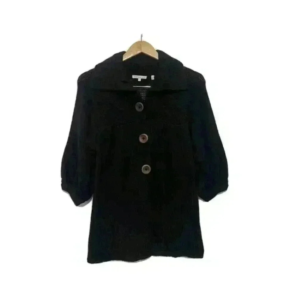 Vince Wool Knit Cardigan Sweater Black Button Down Size S